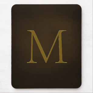 Antique Gold Embossed Monogram Personalised Mouse Pad