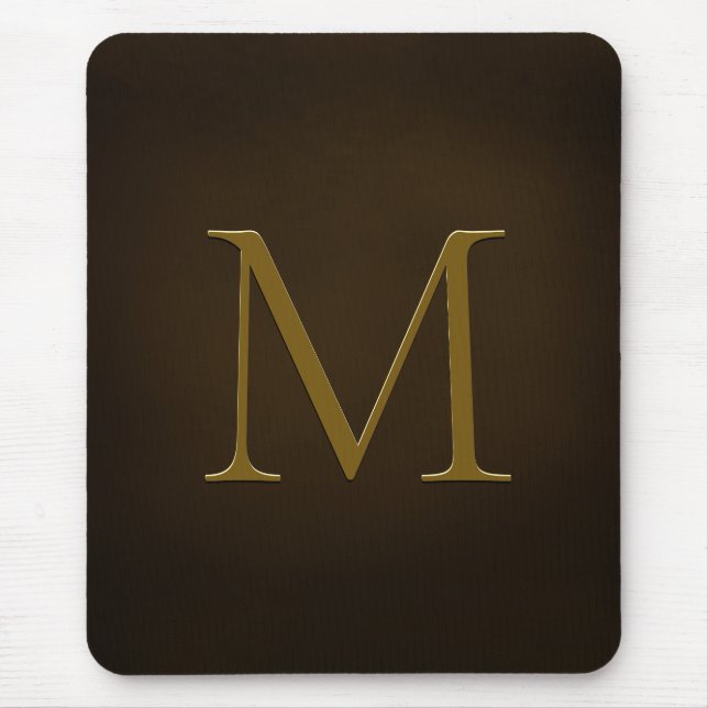 Antique Gold Embossed Monogram Personalised Mouse Pad (Front)