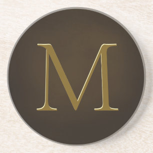 Antique Gold Embossed Monogram Personalised Round Coaster
