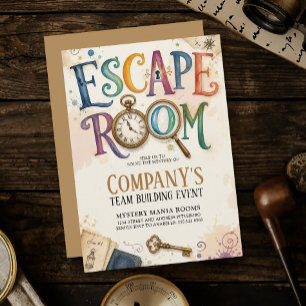 Antique Gold Escape Room Mystery Solving Teamwork Invitation