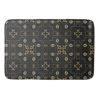 Antique Gold Eye Motif on Black Bath Mat
