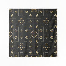 Antique Gold Eye Motif on Black Square Tapestry