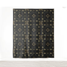 Antique Gold Eye Motif on Black Tapestry