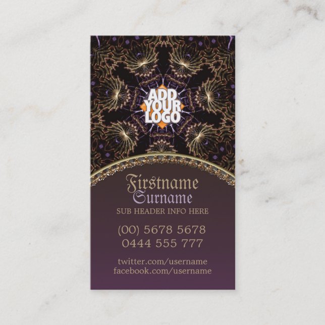 Antique Gold Fantasy Mediaeval Business Card (Front)