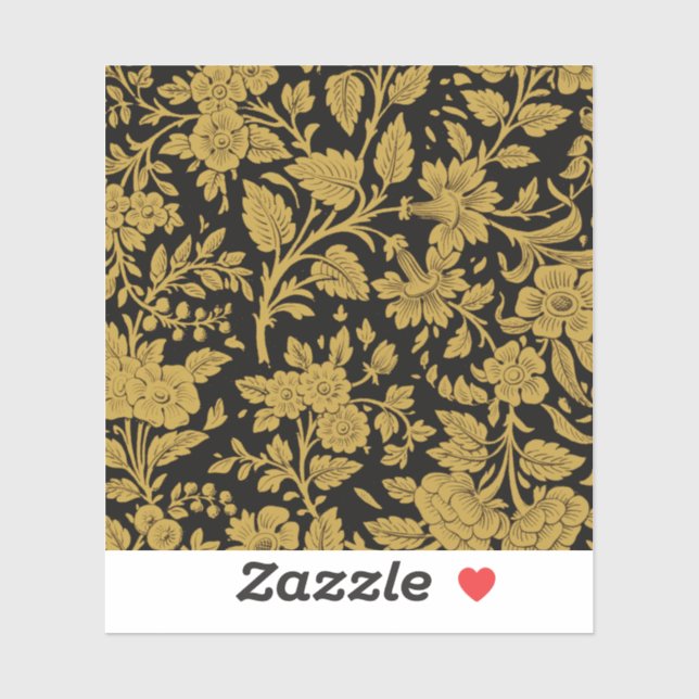 Antique Gold Floral Indian Lac-work Black Pattern (Sheet)