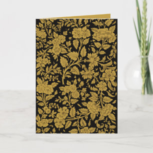 Antique Gold Floral Indian Lac-work Black Pattern Card