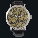 Antique Gold Floral Indian Lac-work Black Pattern Watch<br><div class="desc">Step into the height of Victorian ornamentation with this exquisite gold and black botanical pattern. This design is a meticulously restored specimen of Indian lac-work from the landmark 1851 publication, "The Industrial Arts of the Nineteenth Century" by the renowned architect and art historian Sir Matthew Digby Wyatt. With its dense,...</div>