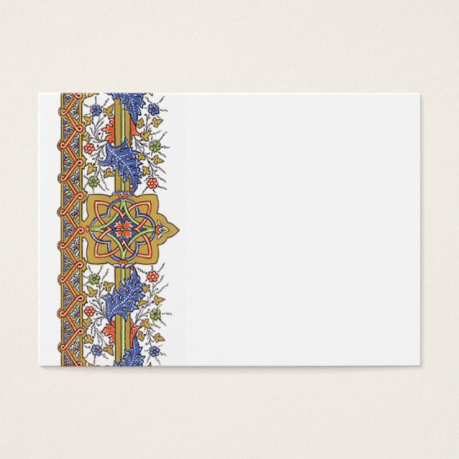 Antique Gold Floral with Blue Leaf Border Template (Front)