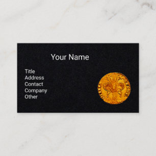 ANTIQUE GOLD FLORENTINE FORINT Black Paper Business Card