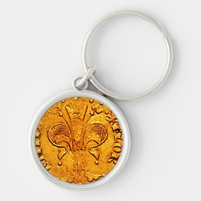 ANTIQUE GOLD FLORENTINE FORINT KEY RING (Front)
