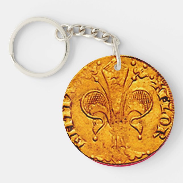 ANTIQUE GOLD FLORENTINE FORINT KEY RING (Front)