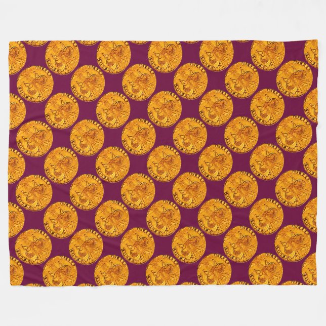 ANTIQUE GOLD FLORENTINE FORINT TYRIAN PURPLE FLEECE BLANKET (Front (Horizontal))