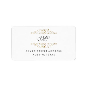 Antique Gold Flourish Monogram Address Labels