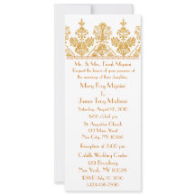Antique Gold Formal Trim Motif Wedding Invitation