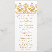 Antique Gold Formal Trim Motif Wedding Invitation