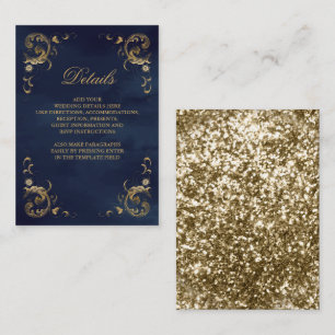 Antique Gold Frame Navy Blue Details Enclosure Card