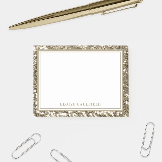 Antique Gold Glitter Bridesmaid Name Favour Post-it Notes (Creator Uploaded)