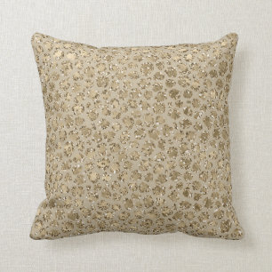 Antique Gold Glitter Cream Leopard Print   Cushion