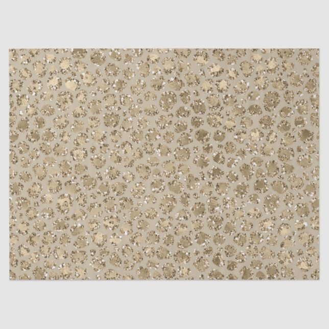 Antique Gold Glitter Leopard Print      Tissue Paper (Front)