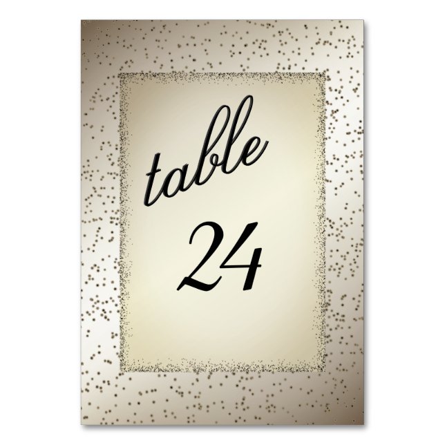 Antique Gold Glitter Table Number (Front)