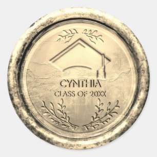 Antique Gold Graduation Cap Gold Wax Seal