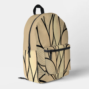 Antique Gold Hues Creative Leave Pattern Printed Backpack