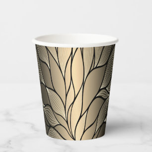 Antique Gold Leave Pattern Paper Cups