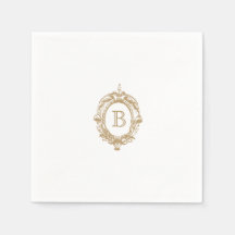 Antique Gold Monogram Crest Wedding