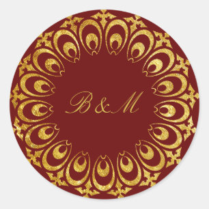 Antique Gold Motif Custom Classic Round Sticker