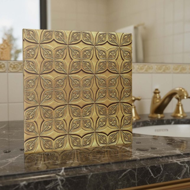 Antique Gold Petal Motif Geometric #9 ID1227 Ceramic Tile (Creator Uploaded)