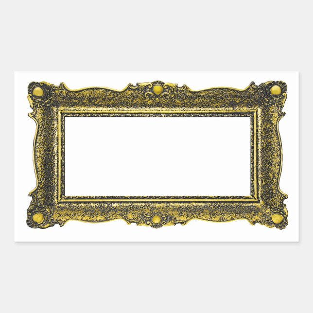 Antique Gold Picture Frame Rectangular Sticker (Front)