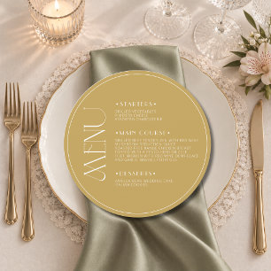 Antique Gold Round Welcome Wedding Dinner Menu
