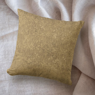 Antique Gold Shabby Damask Cushion