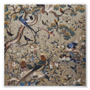 Antique,gold,silk,nature,Painting,asian,Birds,beau Photo Print