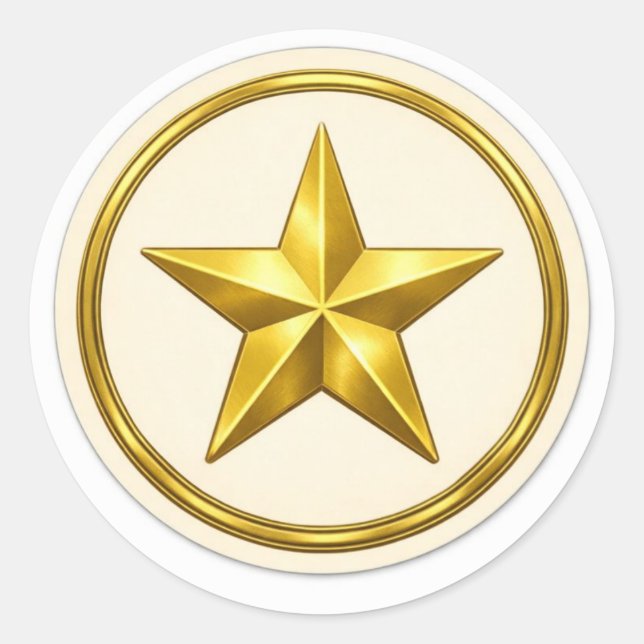 Antique Gold Star   Round  Envelope Seal (Front)