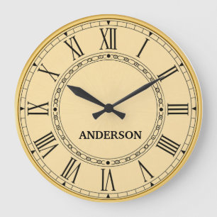 Antique Gold Vintage Classic custom name Large Clock