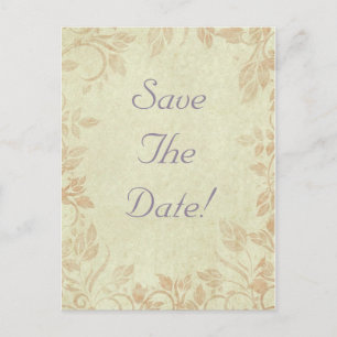 Antique Gold Vintage Floral Vine Wedding Announcement Postcard