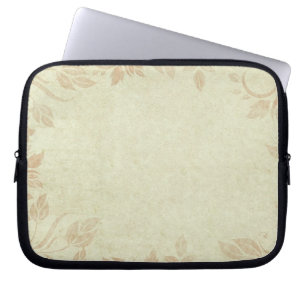 Antique Gold Vintage Floral Vine Wedding Laptop Sleeve