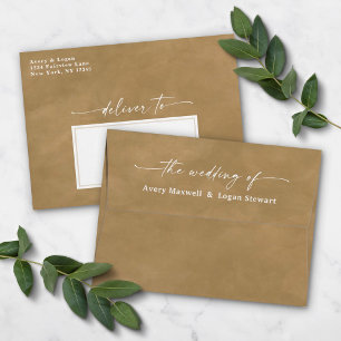 Antique Gold Watercolor A7 5x7 Wedding Invitation Envelope