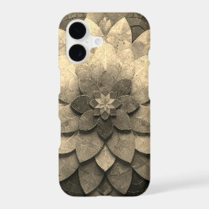 Antique Golden Mandala Art Textured Flower