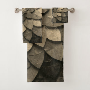 Antique Golden Mandala Art Textured Flower Bath Towel Set