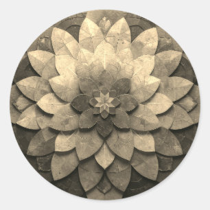 Antique Golden Mandala Art Textured Flower Classic Round Sticker
