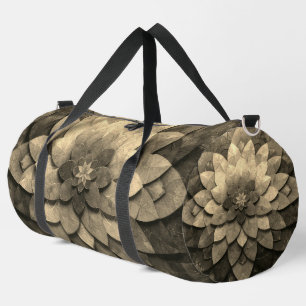 Antique Golden Mandala Art Textured Flower Duffle Bag