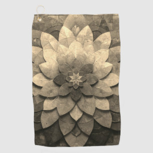 Antique Golden Mandala Art Textured Flower Golf Towel