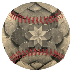 Antique Golden Mandala Art Textured Flower Softball