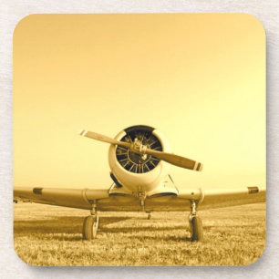 Antique Golden Yellow Aeroplane Coaster