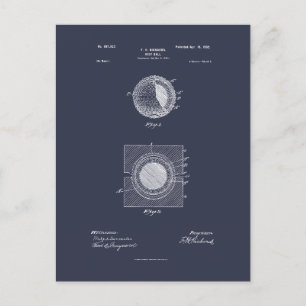 Antique Golf Ball 1902, Patent Drawing Postcard