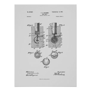 Antique Golf Ball 1902, Patent Drawing Poster