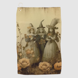 Antique Gothic Witch Trio Autumn Roses Golf Towel