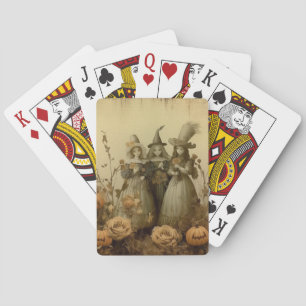Antique Gothic Witch Trio Autumn Roses Playing Cards
